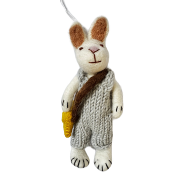 Handmade Needle Felted Rabbit in Grey Jumper