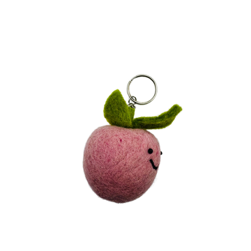 Smiley Peach Handmade Needle Felted Key Ring