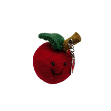 Smiley Apple Handmade Needle Felted Key Ring