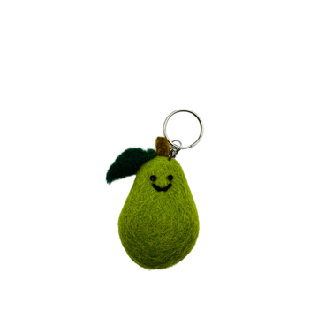 Smiley Avocado Handmade Needle Felted Key Ring