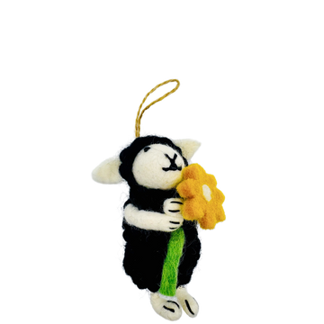 Handmade Needle Felted Little Sheep with Flower