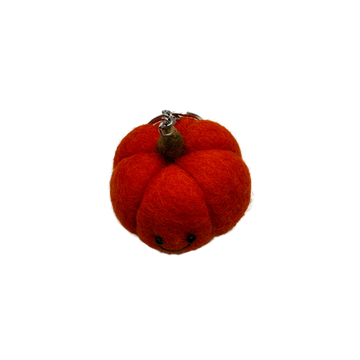 Smiley Pumpkin Handmade Needle Felted Key Ring