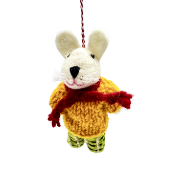 Handmade Needle Felted Little Mouse in Yellow Sweater