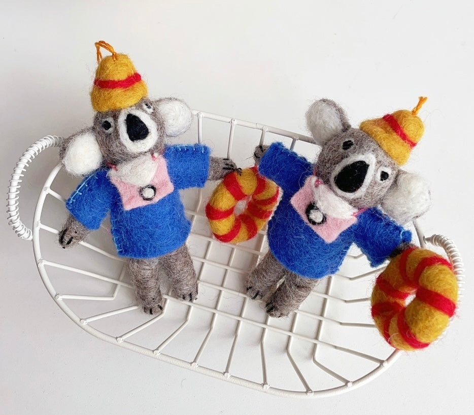 Handmade Needle Felt Little Koala in Basket