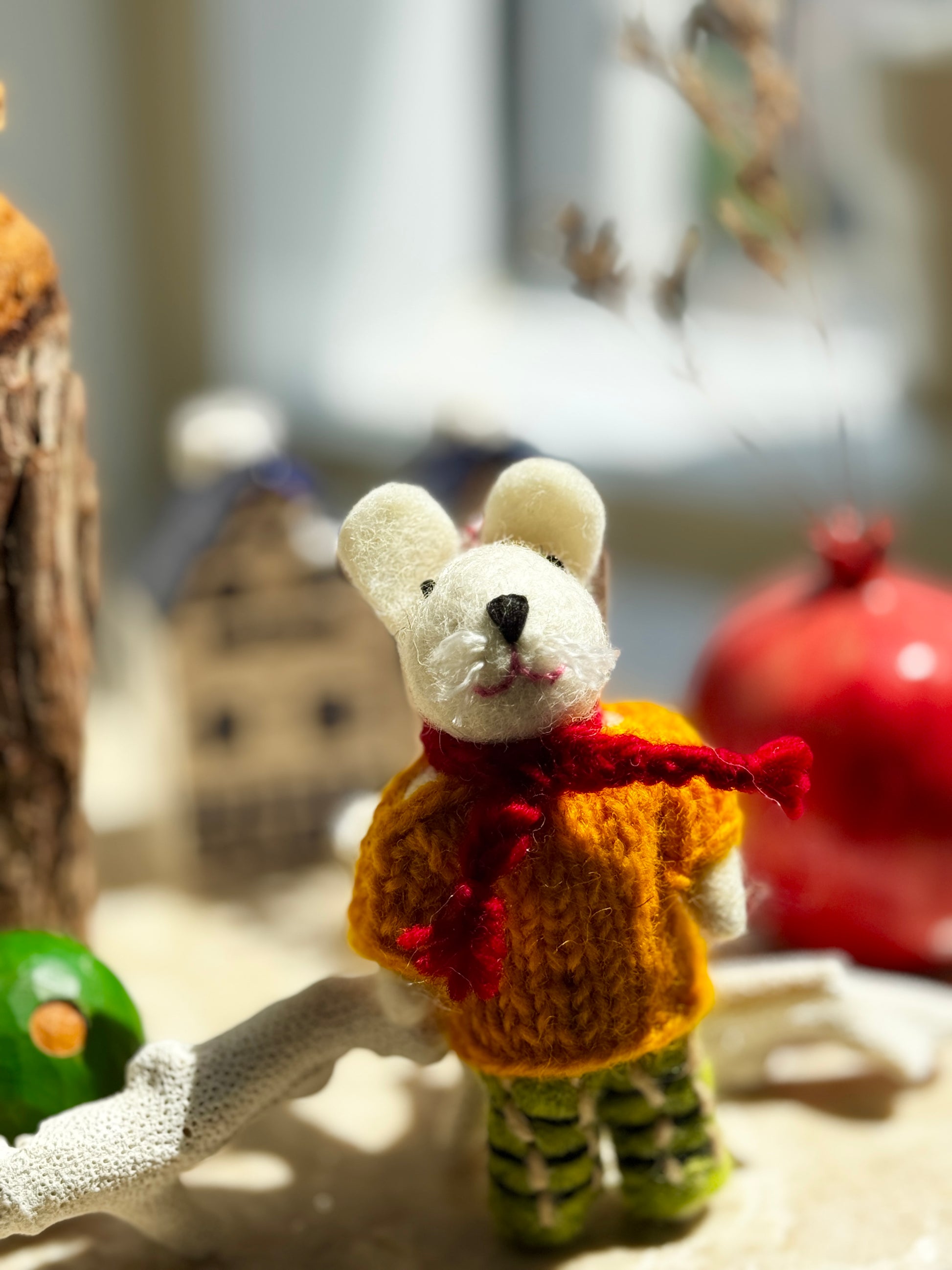Handmade Needle Felt Little Mouse in Yellow Sweater