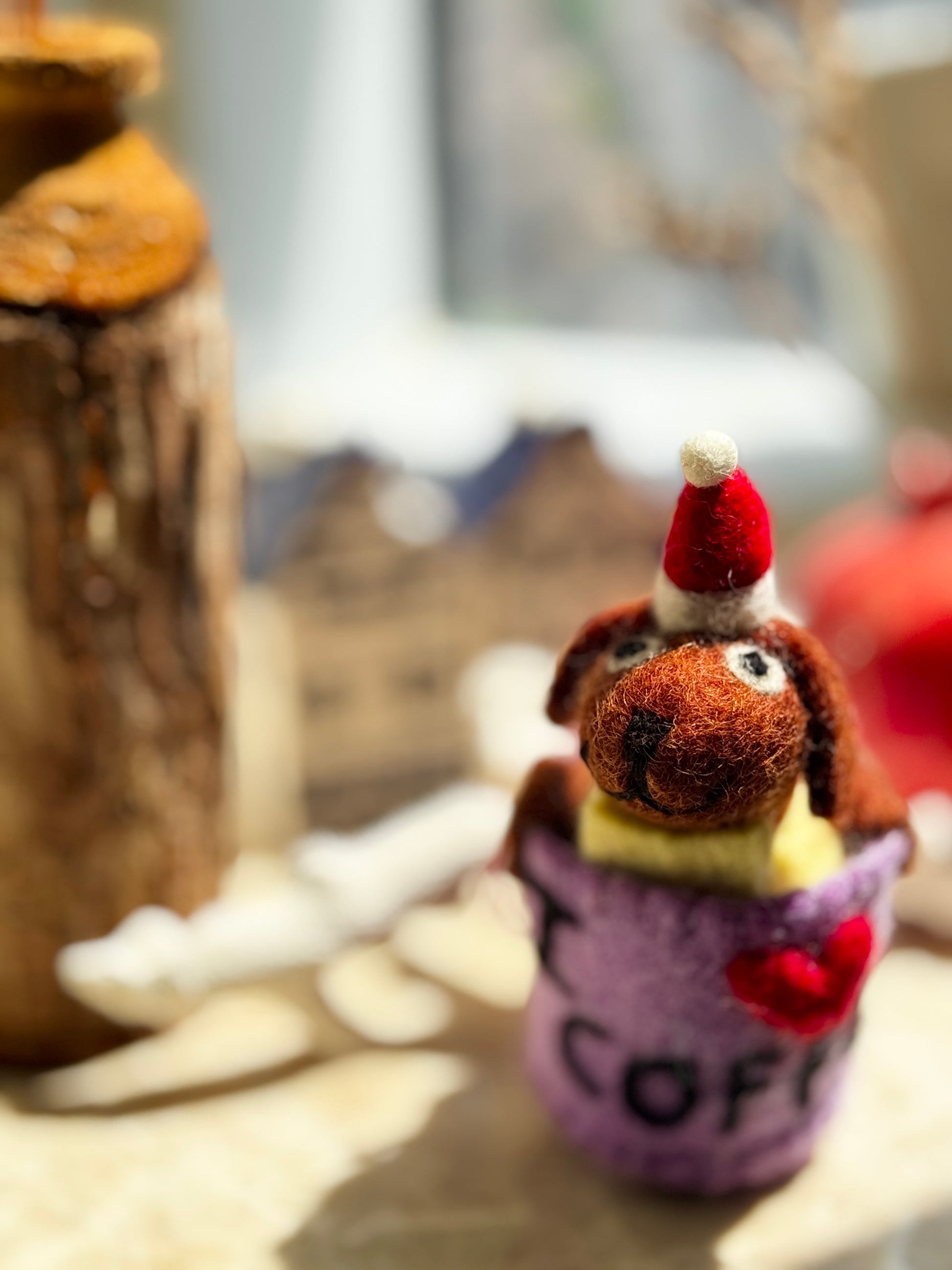 Handmade Needle Felted Cute Puppy in Coffee Mug