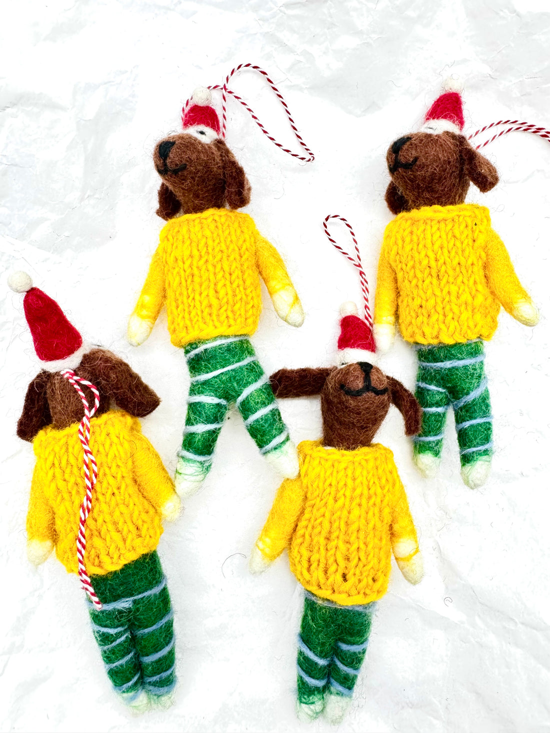 Handmade Needle Felted Puppy in Yellow Sweater