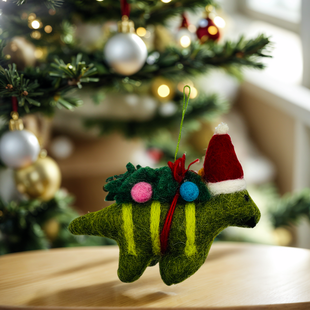 Handmade Needle Felted Green Dinosaur