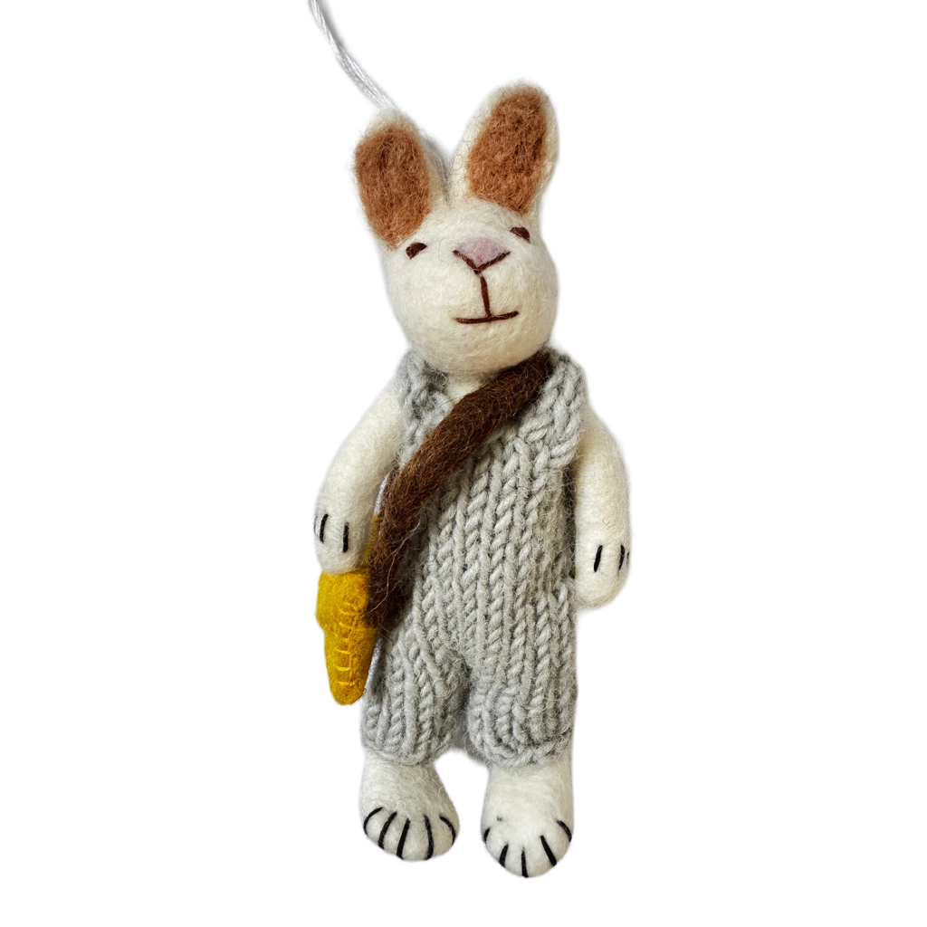 Handmade Needle Felted Rabbit in Grey Jumper