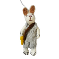 Handmade Needle Felted Rabbit in Grey Jumper