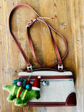 Handmade Needle Felt Hanging Green Dinosaur with bag