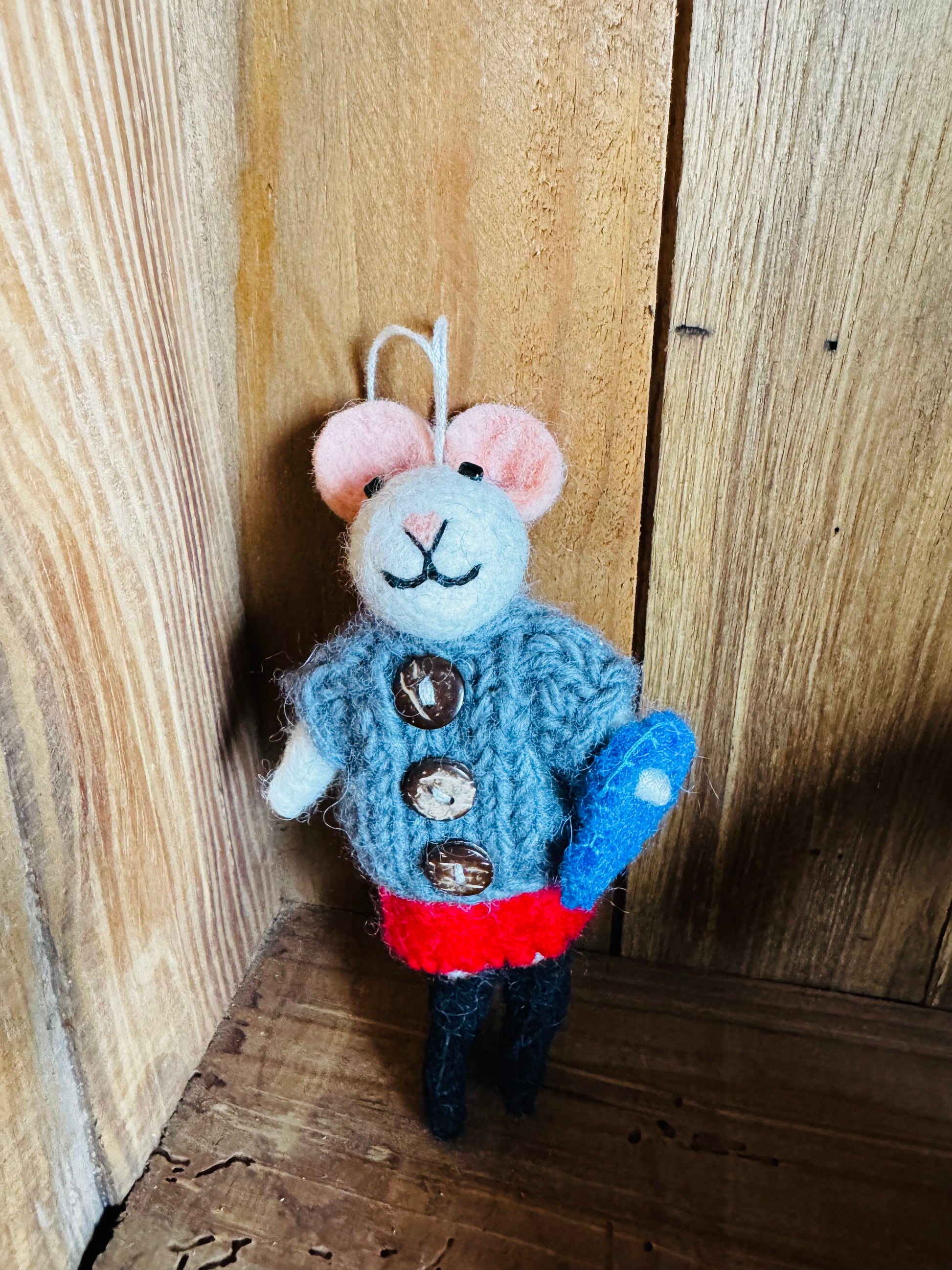 Handmade Needle Felt Hanging Little Fashionable Mouse