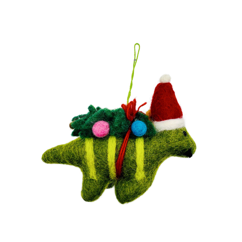 Handmade Needle Felted Green Dinosaur