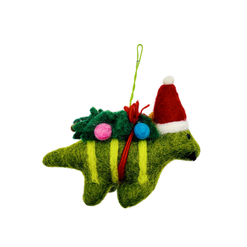 Handmade Needle Felted Green Dinosaur