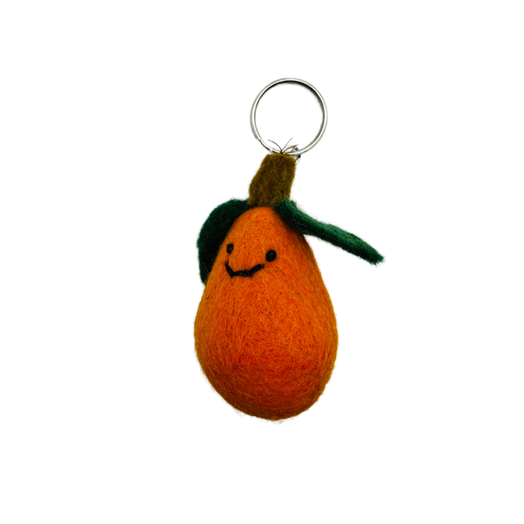 Smiley Mango Handmade Needle Felted Key Ring