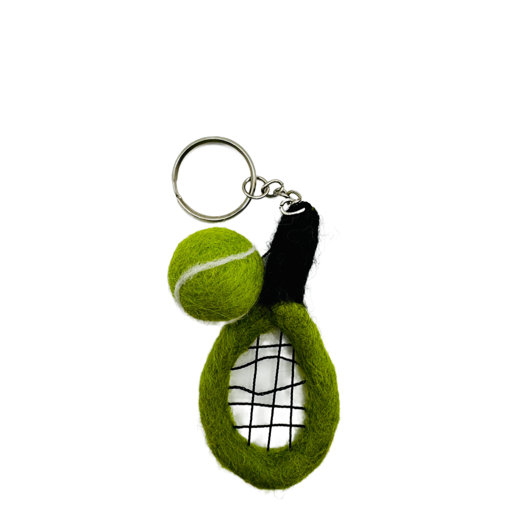Tennis Racket and Ball Handmade Needle Felted Key Ring