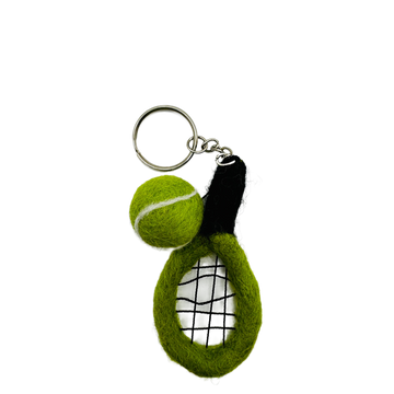 Tennis Racket and Ball Handmade Needle Felted Key Ring