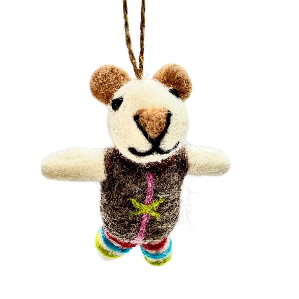Handmade Needle Felted White Mouse