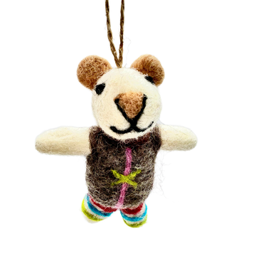 Handmade Needle Felted White Mouse