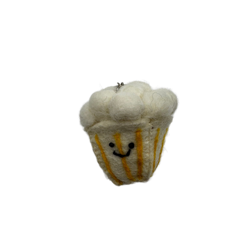 Smiley Popcorn Handmade Needle Felted Key Ring
