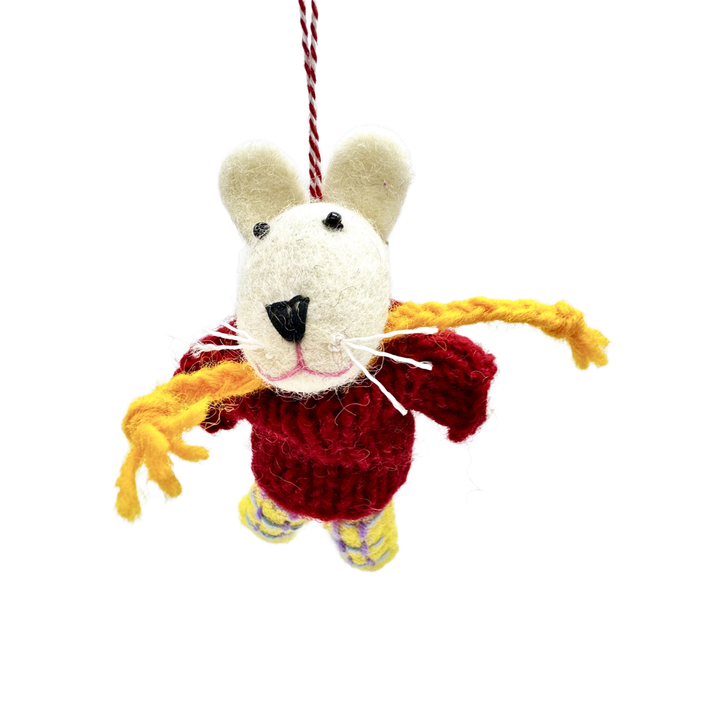 Handmade Needle Felted Little Mouse in Red Sweater