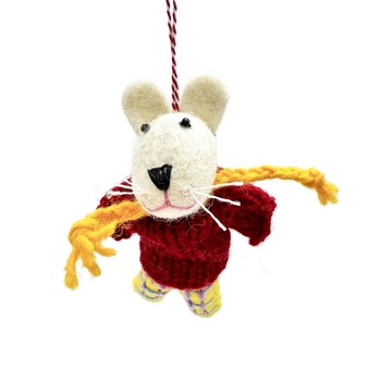 Handmade Needle Felted Little Mouse in Red Sweater