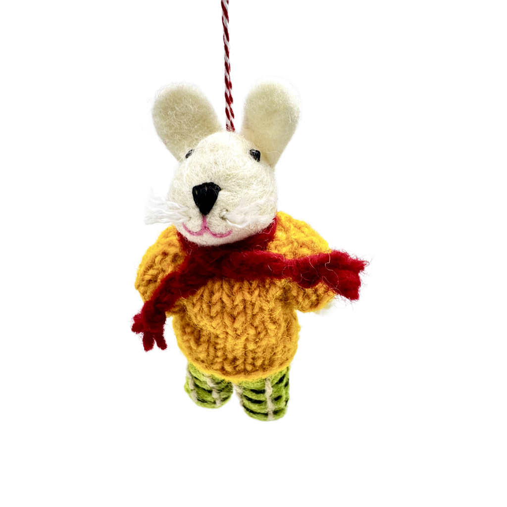 Handmade Needle Felted Little Mouse in Yellow Sweater